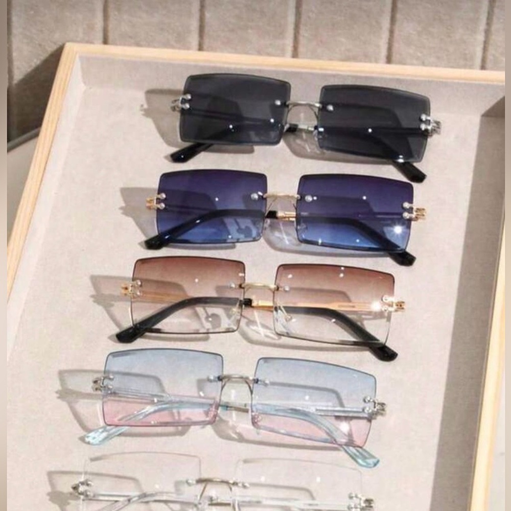Fashion Rimless Rectangle Shaped Vintage Personality Multicolor Glasses